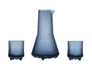Iittala Ultima Thule blauw glaswerk karaf en glazen